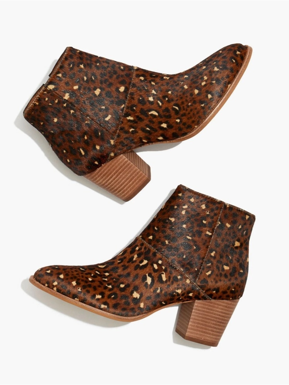 Madewell Rosie Animal Leopard Print Calf Hair Block Heel Booties Size 9 Brown